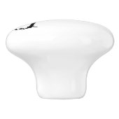 Black Rooster Crowing Silhouette Keramische Knop (Zijkant)