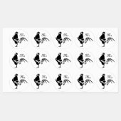 Black Rooster Crowing Silhouette Labels (Vel)