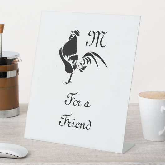 Black Rooster Crowing Silhouette Reclamebord Met Voetstuk (Insitu)