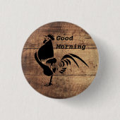 Black Rooster Crowing Silhouette Ronde Button 3,2 Cm (Voorkant)