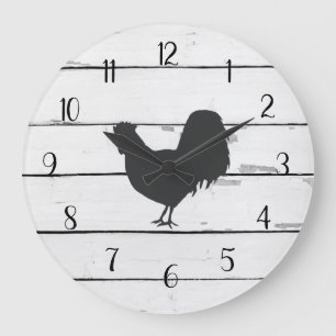 Black Rooster Rustic Shiplap Farmhouse Decor Grote Klok