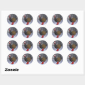 Black Rooster Santa Claus Ronde Sticker (Vel)