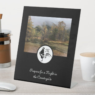 Black Rooster Silhouette Monogram Foto Reclamebord Met Voetstuk