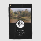 Black Rooster Silhouette Silhouette Monogram Foto Golfhanddoek (Voorkant)