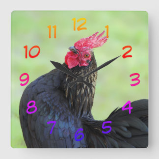 Black Rooster Vierkante Klok