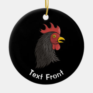 Black Rooster's kop Keramisch Ornament