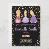 Black Rose Floral Princess Invitations d'anniversa (Devant)