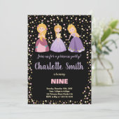 Black Rose Floral Princess Invitations d'anniversa (Debout devant)