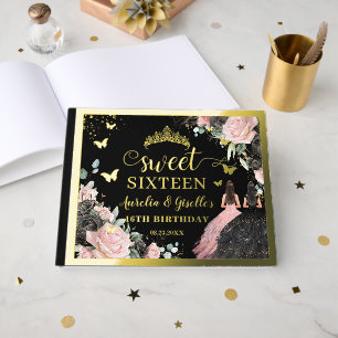 Black Rose Floral Twins Sweet sixteen 16 Anniversa
