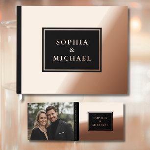 Black Rose Gold Foil Livre d'invité Editable Elega