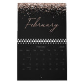 Black Rose Gold Glitter Elegant Modern Script 2026 Kalender (Feb 2026)