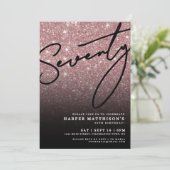 Black Rose Gold Seventy 70th Birthday Kaart (Staand voorkant)