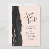 Black Rose Goud Agaat Blush Save the Date Kaart (Voorkant)
