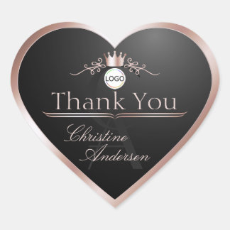 Black Rose Gouden Frame Logo en Monogram Bedankt Hart Sticker