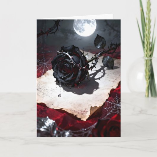 Black Rose in Moonlight Valentine Feestdagen Kaart (Voorkant)