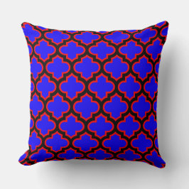 Black Royal Blue Quatrefoil Trellis Pillow Kussen