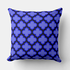 Black Royal Blue Quatrefoil Trellis Pillow Kussen