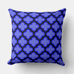 Black Royal Blue Quatrefoil Trellis Pillow Kussen