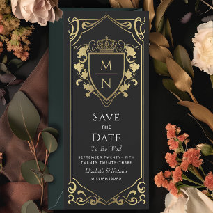 Black Royal Fantasy Monogram Bewaar de datum Kaart