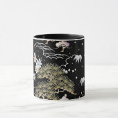 Black Roze Cherry Blossom Elegant Floral Pattern Mok (Midden)