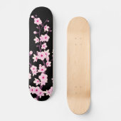 Black roze Cherry Blossom Floral Cute Skateboard (Voorkant)