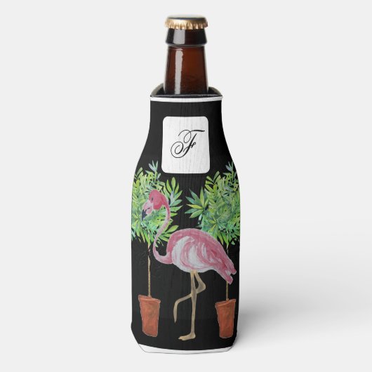 Black roze flamingo Flamingos kan koelbloemen Flesjeskoeler (Fles Voorkant)