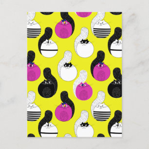 Black roze Funny Nautical Cats Aankondigingskaart