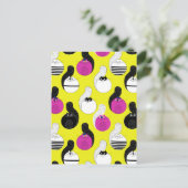 Black roze Funny Nautical Cats Aankondigingskaart (Staand voorkant)