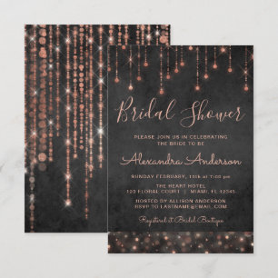 Black Roze Rose Gold String Lights Vrijgezellenfee Kaart