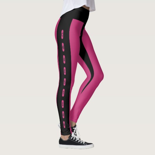 Black roze stripes Pattern Aangepaste naam Christi Leggings (Rechts)