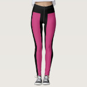 Black roze stripes Pattern Aangepaste naam Christi Leggings (Voorkant)