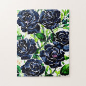Black Rozen Flowers Gothic Art Waterverf schildere Legpuzzel (Verticaal)