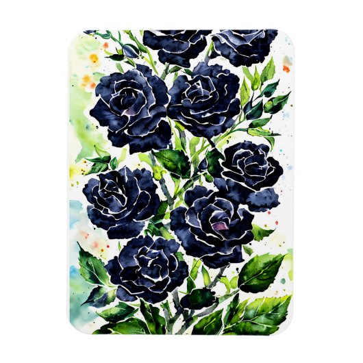 Black Rozen Flowers Gothic Art Waterverf schildere Magneet (Verticaal)