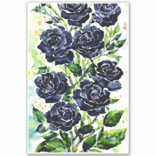 Black Rozen Flowers Gothic Art Waterverf schildere Sticker