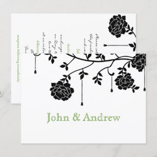 Black Rozen Gay Wedding Invitation Kaart
