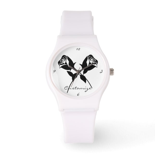 Black Rozen Valentijn Flower Thunder_Cove Horloge (Voorkant)