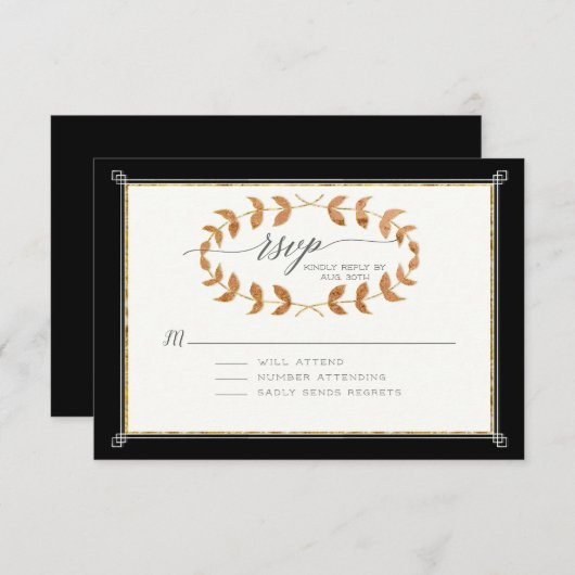 Black RSVP Réponse Rose en cuivre Gold Laurel Wrea (Devant / Derrière)