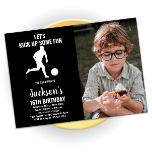 Black Runer Soccer Anniversaire Invitations avec p