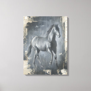 Black Running Stallion Canvas Afdruk