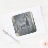 Black Running Stallion Vierkante Sticker (Envelop)