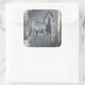 Black Running Stallion Vierkante Sticker (Tas)