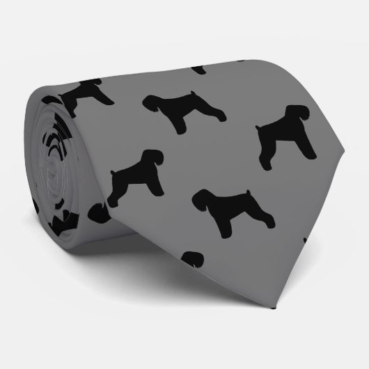 Black Russian Terrier Dog Silhouettes Pattern Stropdas (Opgerold)