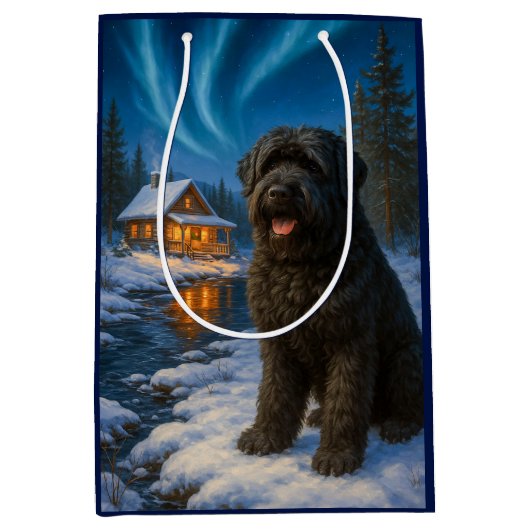 Black Russian Terrier Holiday Card Medium Cadeauzakje (Voorkant)
