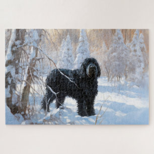 Black Russian Terrier Laat het Sneeuwen Kerstmis Legpuzzel