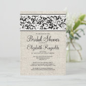 Black Rustic Burlap Linen Bridal Shower Kaart (Staand voorkant)