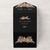 Black Rustic Floral All in One Wedding Invite All In One Uitnodiging (Buitenkant)
