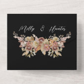 Black Rustic Floral All in One Wedding Invite All In One Uitnodiging (Achterkant)