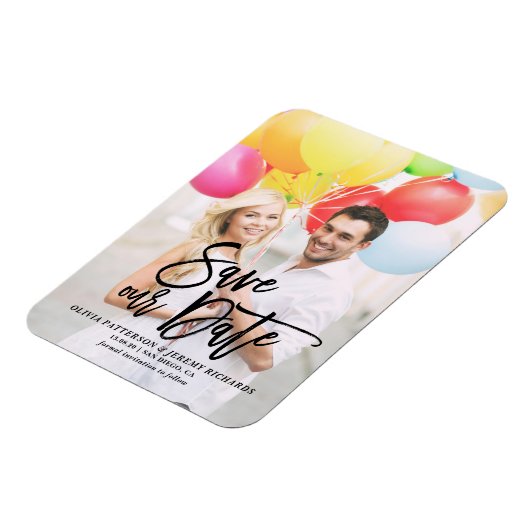 Black Rustic Hand met foto's opslaan onze datum Magneet (Linkerzijde)