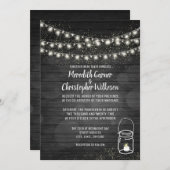 Black Rustic Mason Jar Lights Wedding Kaart (Voorkant / Achterkant)