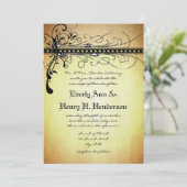 Black Rustic Medieval Swirls Wedding Invitation Kaart (Staand voorkant)